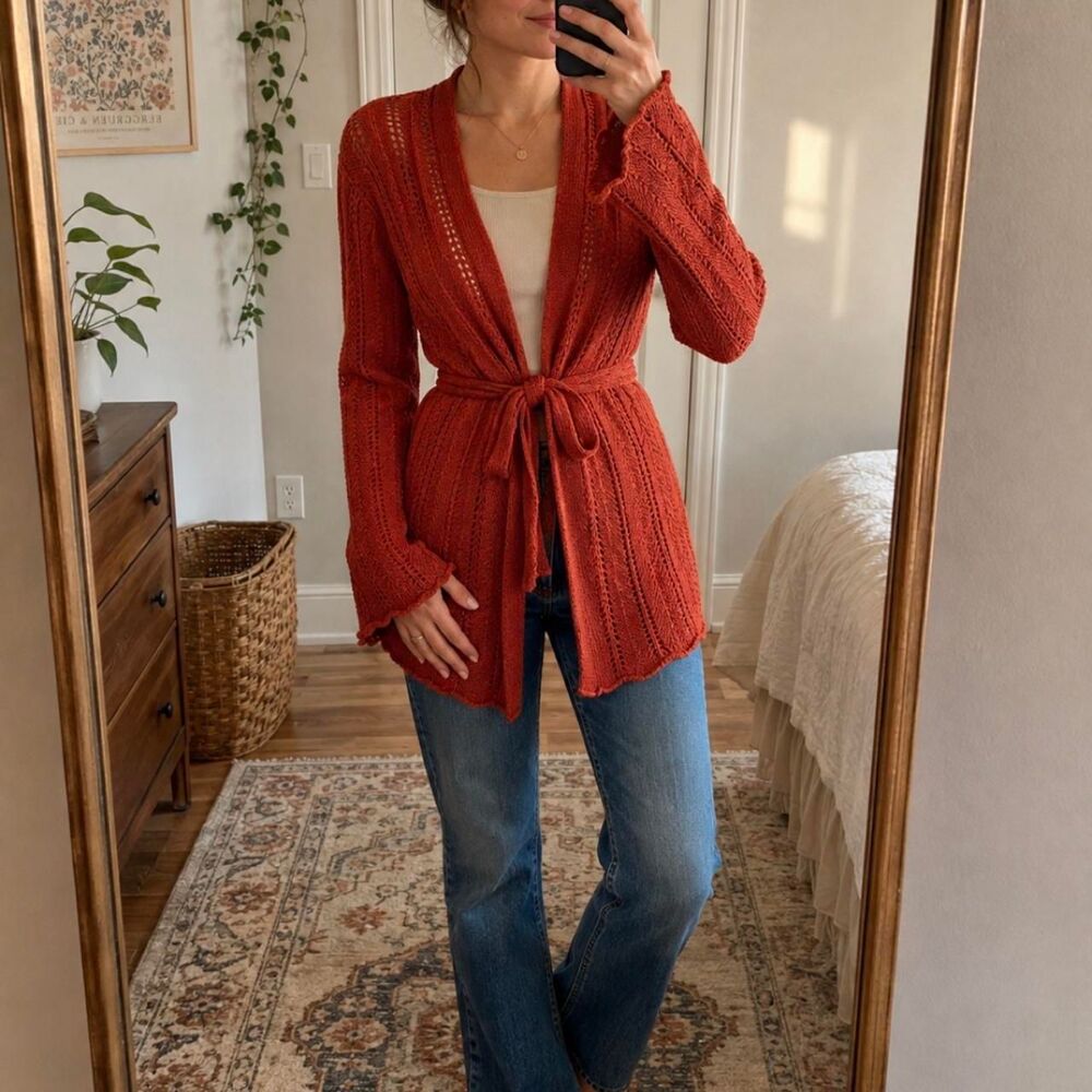 Meadow-rue Women's Orange and Red Cardigan